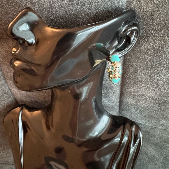 Heidi Daus Turquoise Enamel Statement Earrings - Picture 8 of 8